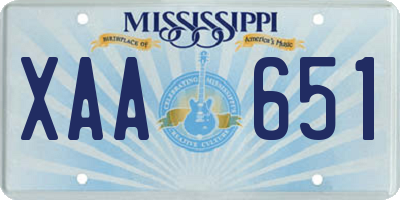 MS license plate XAA651