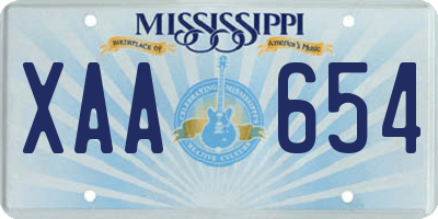 MS license plate XAA654