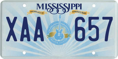 MS license plate XAA657
