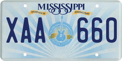 MS license plate XAA660