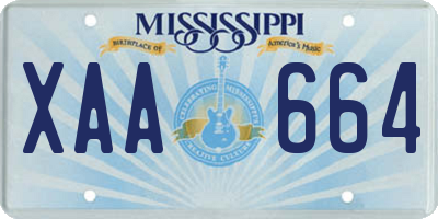 MS license plate XAA664