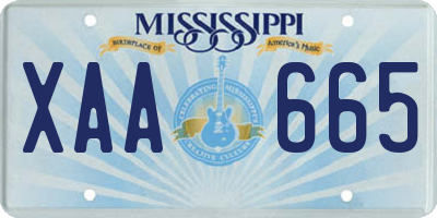 MS license plate XAA665