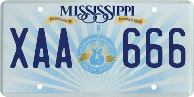 MS license plate XAA666