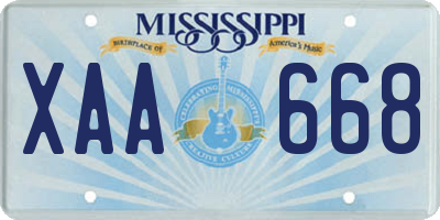 MS license plate XAA668