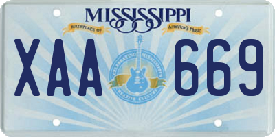 MS license plate XAA669