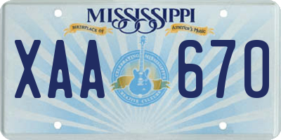 MS license plate XAA670