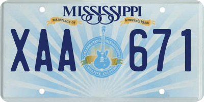 MS license plate XAA671