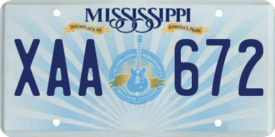 MS license plate XAA672