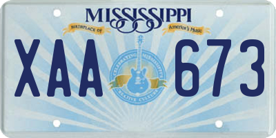 MS license plate XAA673