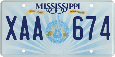 MS license plate XAA674