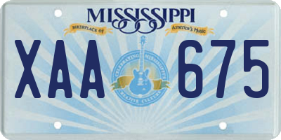 MS license plate XAA675