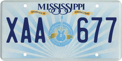 MS license plate XAA677