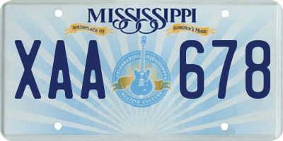MS license plate XAA678