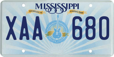 MS license plate XAA680