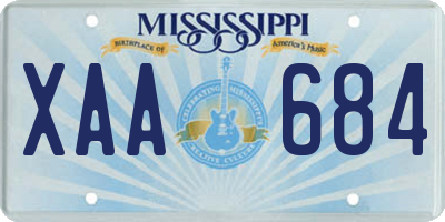 MS license plate XAA684