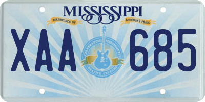MS license plate XAA685