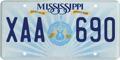 MS license plate XAA690