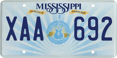 MS license plate XAA692