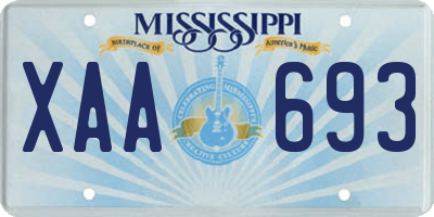 MS license plate XAA693