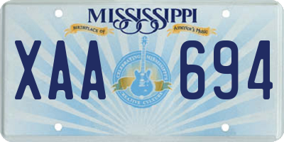 MS license plate XAA694