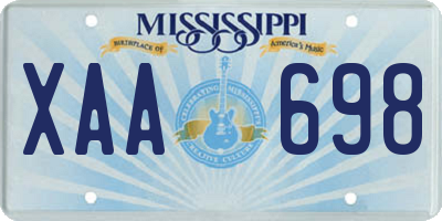 MS license plate XAA698