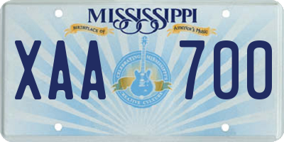 MS license plate XAA700