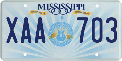 MS license plate XAA703