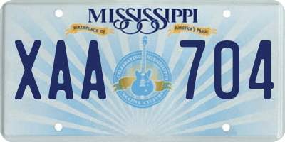 MS license plate XAA704