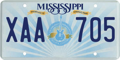 MS license plate XAA705