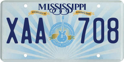 MS license plate XAA708