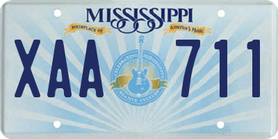 MS license plate XAA711