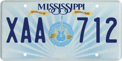 MS license plate XAA712
