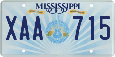 MS license plate XAA715