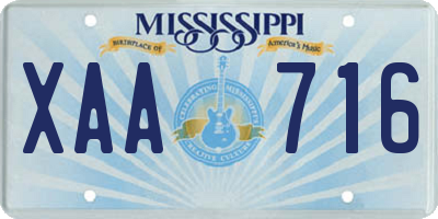 MS license plate XAA716