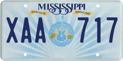 MS license plate XAA717