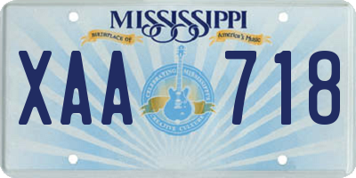 MS license plate XAA718