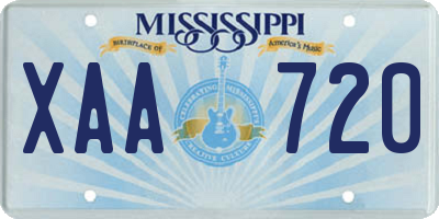 MS license plate XAA720