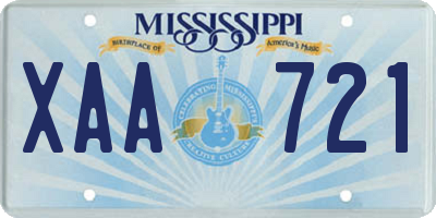 MS license plate XAA721