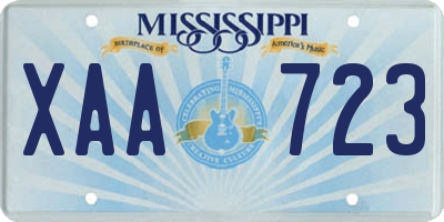 MS license plate XAA723