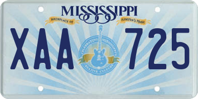 MS license plate XAA725