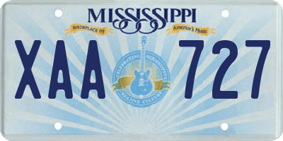 MS license plate XAA727
