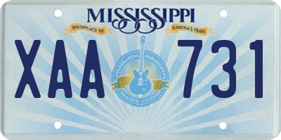 MS license plate XAA731