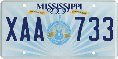 MS license plate XAA733