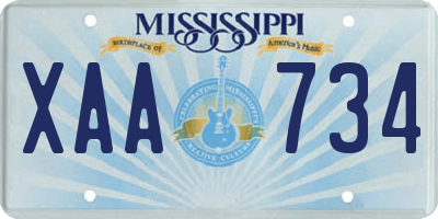 MS license plate XAA734