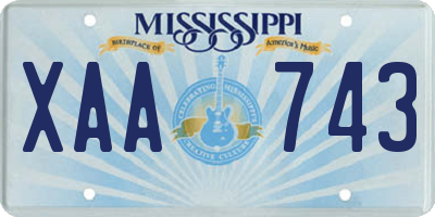 MS license plate XAA743