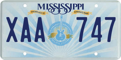 MS license plate XAA747