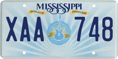 MS license plate XAA748