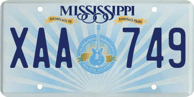 MS license plate XAA749
