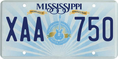 MS license plate XAA750