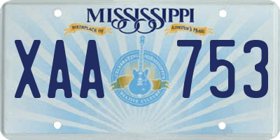 MS license plate XAA753